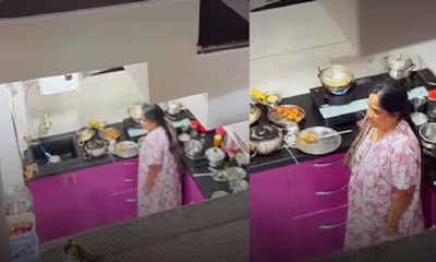 ಟಿವಿಯಲ್ಲಿ ರಾಷ್ಟ್ರಗೀತೆ  ಬರುತ್ತಿದ್ದಂತೆ ಗೌರವ ಸಲ್ಲಿಸಿದ ಮಹಿಳೆ