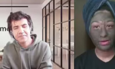 ಫೇಸ್ ಮಾಸ್ಕ್ ಹಚ್ಚಿ ಮೀಟಿಂಗ್ ನಲ್ಲಿ ಪಾಲ್ಗೊಂಡ ಯುವತಿ: ವಿಡಿಯೋ ನೋಡಿ