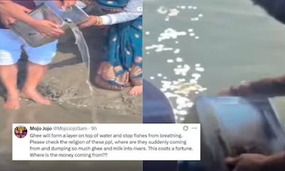 ಗಂಗಾ ನದಿಗೆ 165 ಲೀಟರ್ ತುಪ್ಪ ಸುರಿದ ಭಕ್ತಾದಿಗಳು: ವಿಡಿಯೊ ವೈರಲ್