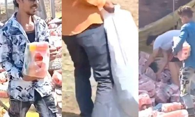 ಗಾಯಗೊಂಡ ಚಾಲಕನ ನೆರವಿಗೆ ಬಾರದೇ ಜ್ಯೂಸ್ ಬಾಟಲಿ ದೋಚಿದ ಸ್ಥಳೀಯರು