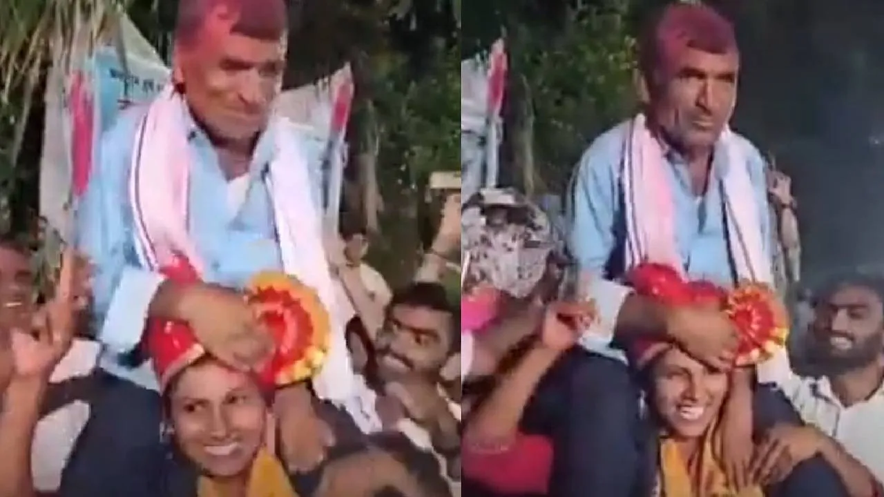 ಪೊಲೀಸ್ ಕೆಲಸ ಸಿಕ್ಕ ಸಂಭ್ರಮಕ್ಕೆ ತಂದೆಯನ್ನು ಹೆಗಲ ಮೇಲೆ ಹೊತ್ತು ಸಂಭ್ರಮಿಸಿದ ಮಗಳು; ವಿಡಿಯೋ ನೋಡಿ