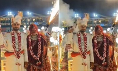 ಮದುವೆಯಲ್ಲಿ ಫೈರ್ ಗನ್ ಸಿಡಿಸಿದ ದಂಪತಿಗಳು: ವರನಿಗೆ ಬೆಂಕಿ ತಗುಲಿ ಗಾಯ!