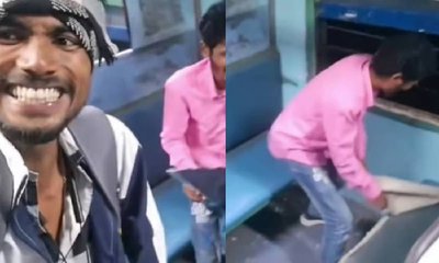 ರೈಲಿನ ಸೀಟ್ ಕವರ್ ಕಿತ್ತು ಹಾಕಿ ಹುಚ್ಚಾಟ ಮೆರೆದ ಯುವಕರು