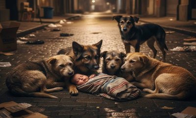 ರಾತ್ರಿಯಿಡೀ ಶಿಶುವಿಗೆ ಕಾವಲು ನೀಡಿದ ಬೀದಿ ನಾಯಿಗಳು!