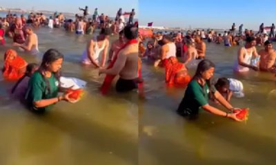 ಗಂಗಾ ನದಿಯಲ್ಲಿ ಚಾಲಾಕಿ ಕಳ್ಳಿ- ಈ ವಿಡಿಯೊ ನೋಡಿ