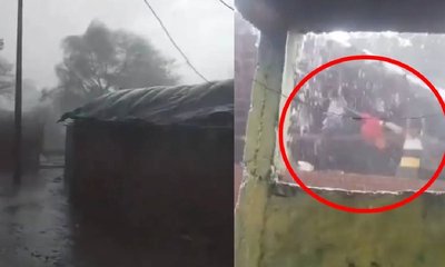 ಮನೆಯ ಚಾವಣಿ ಜೊತೆ ಹಾರಿ ಹೋದ ಮಕ್ಕಳು; ವಿಡಿಯೊ ವೈರಲ್‌