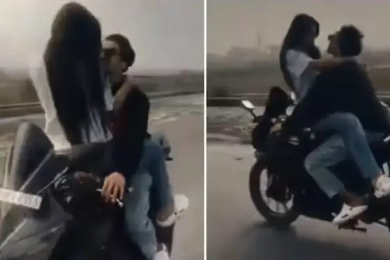 Viral Video: ನಡುರಸ್ತೆಯಲ್ಲೇ ಬೈಕ್‍ ಮೇಲೆ ಜೋಡಿಯ ರೊಮ್ಯಾನ್ಸ್; ನೆಟ್ಟಿಗರು ಫುಲ್‌ ಗರಂ
