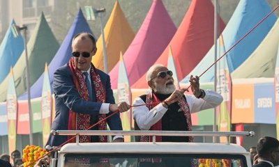 ಗಾಳಿಪಟ ಹಾರಿಸಿದ ಪ್ರಧಾನಿ ಮೋದಿ, ಜರ್ಮನ್ ಚಾನ್ಸೆಲರ್ ಮೆರ್ಜ್