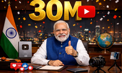 ಯೂಟ್ಯೂಬ್‌ನಲ್ಲಿ 3 ಕೋಟಿ ಫಾಲೋವರ್ಸ್​​ ಹೊಂದಿದ ಪ್ರಧಾನಿ ಮೋದಿ