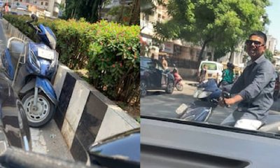ರಾಂಗ್ ಸೈಡ್‌ನಲ್ಲಿ ಪ್ರಯಾಣಿಸಿ ಮಹಿಳೆಗೆ ಬೆದರಿಕೆಯೊಡ್ಡಿದ ಸ್ಕೂಟರ್ ಸವಾರ