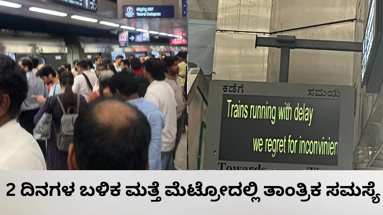 2 ದಿನಗಳ ಅಂತರದಲ್ಲಿ ನಮ್ಮ ಮೆಟ್ರೋದಲ್ಲಿ ಮತ್ತೆ ಸಮಸ್ಯೆ; 25 ನಿಮಿಷಗಳ ಆತಂಕದ ಬಳಿಕ ಪುನರಾರಂಭಗೊಂಡ ರೈಲು ಸಂಚಾರ