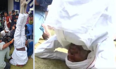 ಕಾಂಗ್ರೆಸ್ ನಾಯಕನಿಂದ ವಿಶಿಷ್ಟ ರೀತಿಯಲ್ಲಿ ಪ್ರತಿಭಟನೆ