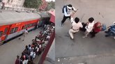 ರೈಲು ನಿಲ್ದಾಣದಲ್ಲಿ ರೂಲ್ಸ್ ಬ್ರೇಕ್: ಲಾಠಿ ರುಚಿ ತೋರಿಸಿದ ಪೊಲೀಸ್