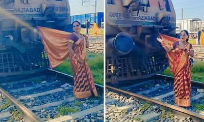 ರೀಲ್ಸ್ ಹುಚ್ಚು! ನಿಂತಿದ್ದ ರೈಲಿಗೆ ಸೀರೆ ಸೆರಗು ಕಟ್ಟಿ ಮಹಿಳೆಯ ಡ್ಯಾನ್ಸ್!
