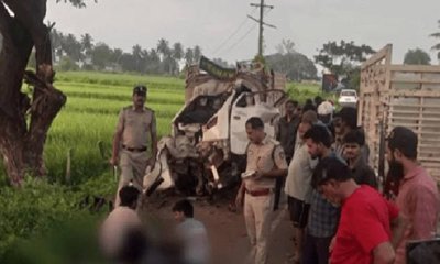 ಭೀಕರ ಅಪಘಾತ, ಮರಕ್ಕೆ ಗೂಡ್ಸ್‌ ಡಿಕ್ಕಿಯಾಗಿ ಮೂವರ ದುರ್ಮರಣ