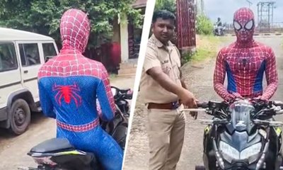 ಸ್ಪೈಡರ್‌ಮ್ಯಾನ್ ವೇಷ ಧರಿಸಿದ ಬೈಕ್ ಸವಾರನಿಗೆ 15,000 ರೂ. ದಂಡ