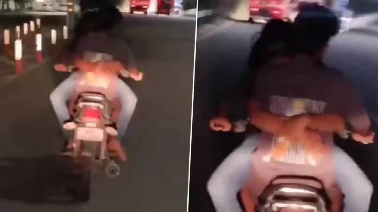 ‌Viral Video: ಬೈಕ್‌ನಲ್ಲಿ ಜೋಡಿಗಳ ರೊಮ್ಯಾನ್ಸ್‌; ಹಸಿ-ಬಿಸಿ ವಿಡಿಯೊ ಫುಲ್‌ ವೈರಲ್
