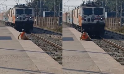 ಯಮನಂತೆ ಬಂದ ರೈಲಿನಿಂದ ಜಸ್ಟ್‌ ಮಿಸ್‌ ಆದ ತಾತ
