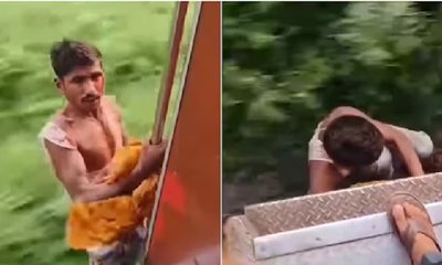 ಮೊಬೈಲ್ ಕದ್ದು, ಚಲಿಸುತ್ತಿರುವ ರೈಲಿನಲ್ಲಿ ನೇತಾಡಿದ ಕಳ್ಳ!