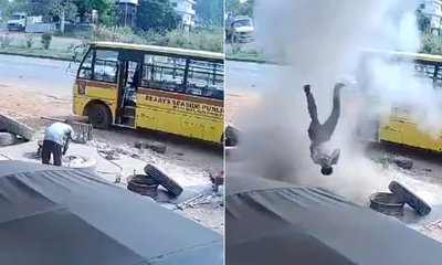 ಟಯರ್‌ಗೆ ಗಾಳಿ ತುಂಬಿಸುವಾಗ ಸ್ಫೋಟ, ವ್ಯಕ್ತಿ ಸ್ಥಳದಲ್ಲೇ ಸಾವು