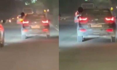 ಚಲಿಸುತ್ತಿರುವ ಕಾರಿನಲ್ಲಿ ಮಹಿಳೆಯ ಹುಚ್ಚಾಟ