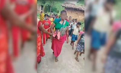 ಮಹಿಳೆಗೆ ಹೊಡೆದು, ಚಪ್ಪಲಿ ಹಾರ ಹಾಕಿ ಅರೆಬೆತ್ತಲೆ ಮೆರವಣಿಗೆ!