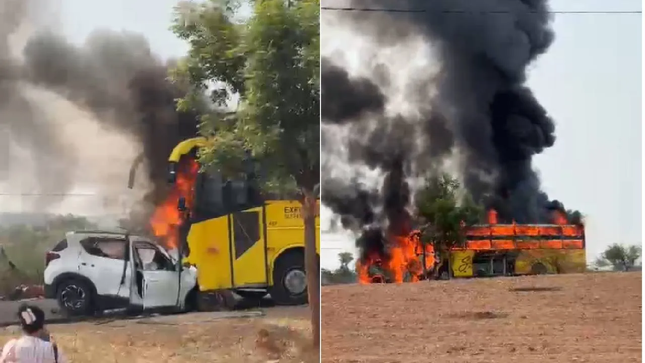 Road Accident: ಯಾದಗಿರಿ ಬಳಿ ಭೀಕರ ಅಪಘಾತ, ಡಿಕ್ಕಿಯಾಗಿ ಹೊತ್ತಿ ಉರಿದ ಕಾರು- ಬಸ್ಸು, 7 ಮಂದಿ ದುರ್ಮರಣ