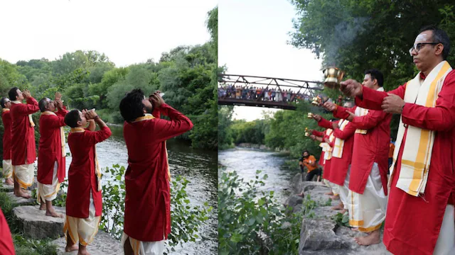 ಕೆನಡಾ ನದಿ ತೀರದಲ್ಲೂ ಬೆಳಗಿದ ಗಂಗಾರತಿ...!