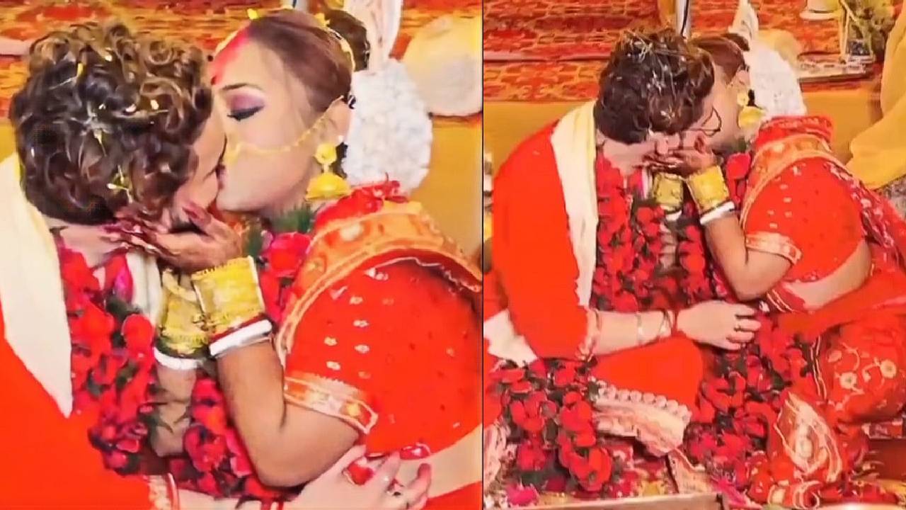 ಮಂಟಪದಲ್ಲಿಯೇ ವಧು-ವರರ ಚುಂಬನ: ವಿಡಿಯೊ ವೈರಲ್