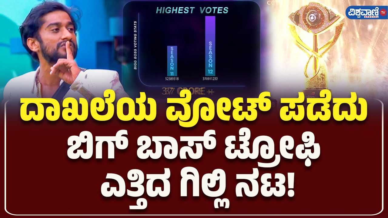 Bigg Boss Kannada 12 Winner: ಕರುನಾಡಿನ ಮನೆ ಮಗ ಗಿಲ್ಲಿ ನಟನ ಕೈಸೇರಿತು ಟ್ರೋಫಿ; ಮಾತಿನ ಮಲ್ಲನಿಗೆ ಸಿಕ್ಕ ವೋಟ್‌ ಎಷ್ಟು ಗೊತ್ತಾ?