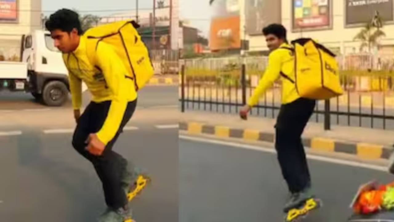 ಅಪಾಯಕಾರಿ ಸ್ಕೇಟಿಂಗ್ ಮಾಡಿದ ಬ್ಲಿಂಕಿಟ್ ಡೆಲಿವರಿ ಬಾಯ್!