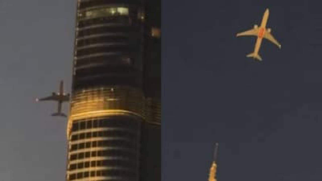 ಬುರ್ಜ್ ಖಲೀಫಾ ಬಳಿ ಅಪಾಯಕಾರಿಯಾಗಿ ಹಾರುತ್ತಿರುವ ವಿಮಾನ