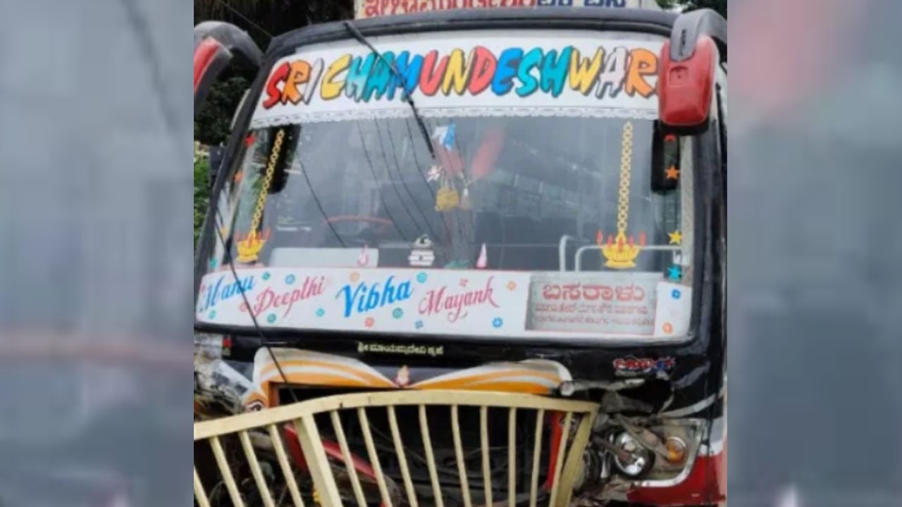 ಟೈಯರ್ ಸ್ಫೋಟಗೊಂಡು ಬೈಕ್ಗೆ ಖಾಸಗಿ ಬಸ್ ಡಿಕ್ಕಿ; ಇಬ್ಬರ ಸಾವು