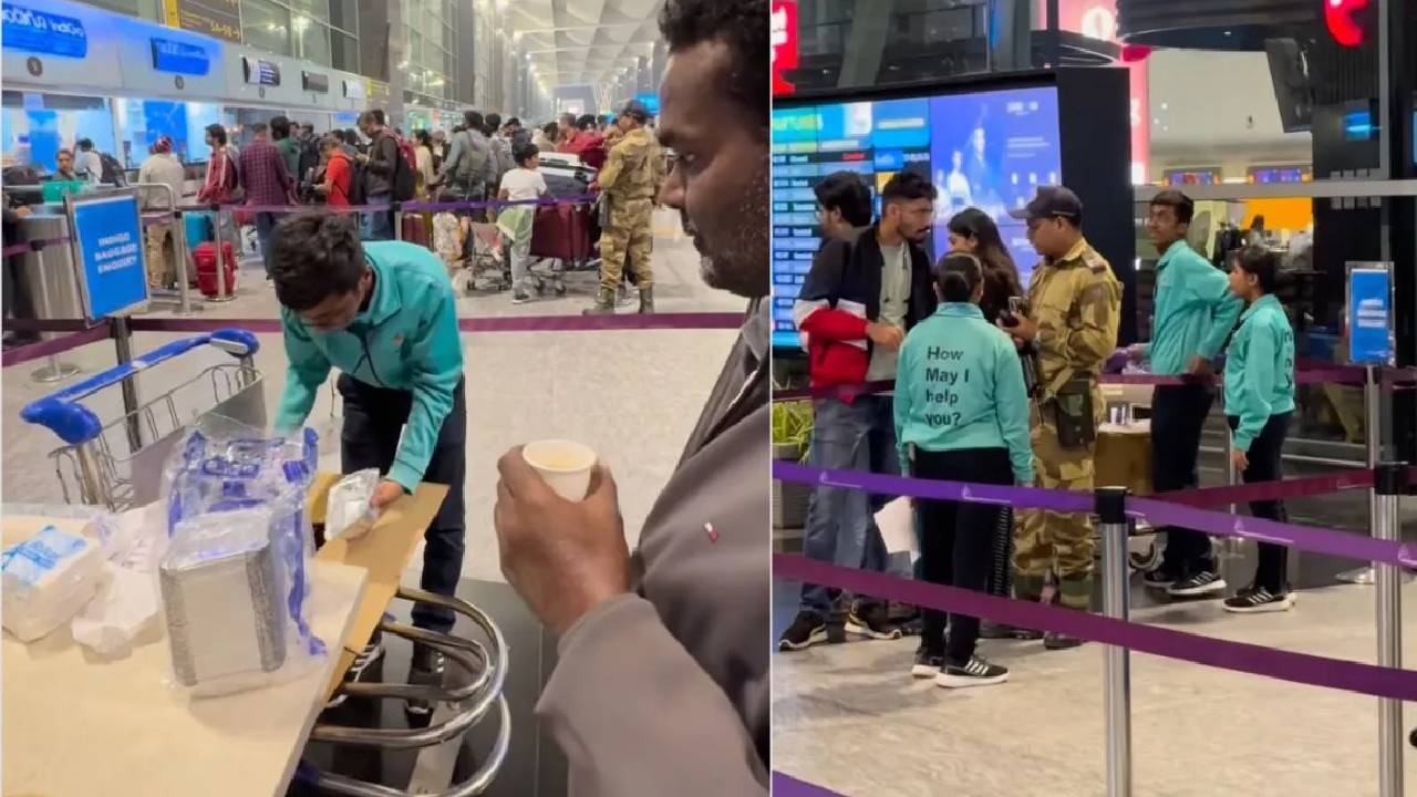 ಫ್ಲೈಟ್ ಕ್ಯಾನ್ಸಲ್: ಪ್ರಯಾಣಿಕರಿಗೆ ಉಪಹಾರ ವಿತರಣೆ ಮಾಡಿದ ಸಿಬ್ಬಂದಿ!