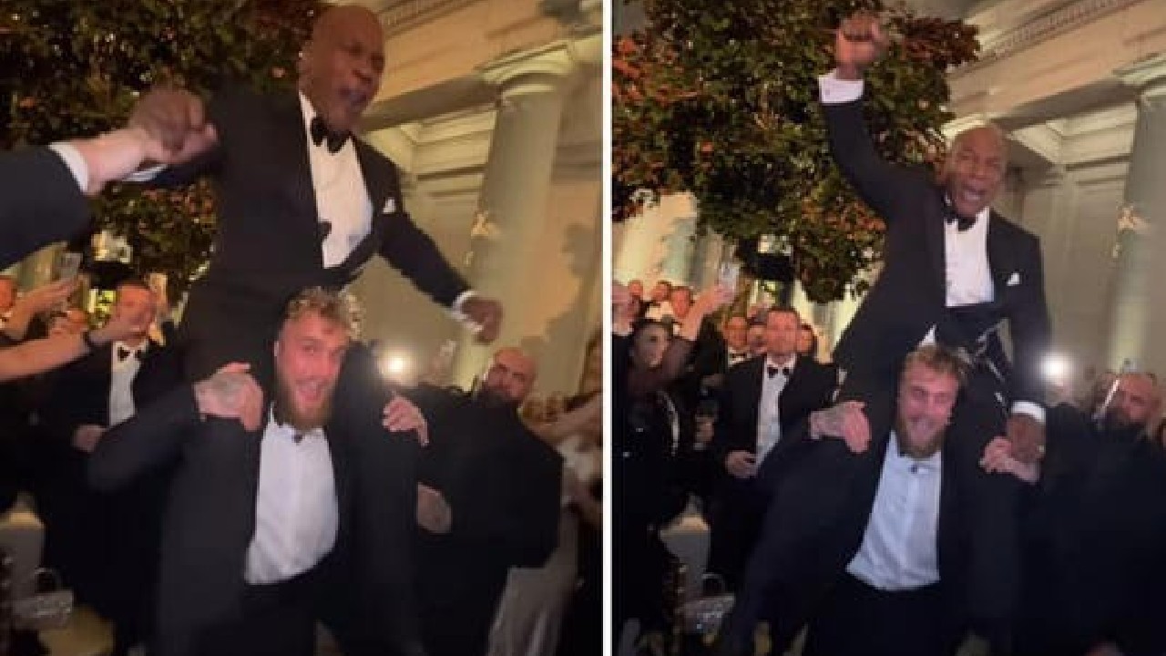 ಜೇಕ್‍ ಪಾಲ್‍ ಹೆಗಲ ಮೇಲೆ ಮೈಕ್ ಟೈಸನ್-ಫುಲ್‌ ಮಸ್ತಿಯಲ್ಲಿ ಬಾಕ್ಸಿಂಗ್‌ ದಿಗ್ಗಜರು