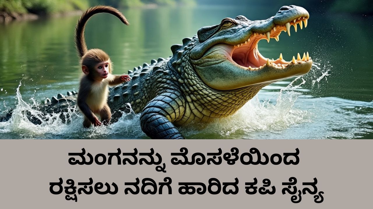 ಮೊಸಳೆ ಬಾಯಿಗೆ ಸಿಕ್ಕ ಸಹಚರನನ್ನು ಕಾಪಾಡಲು ನದಿಗೆ ಹಾರಿದ ಮಂಗಗಳು