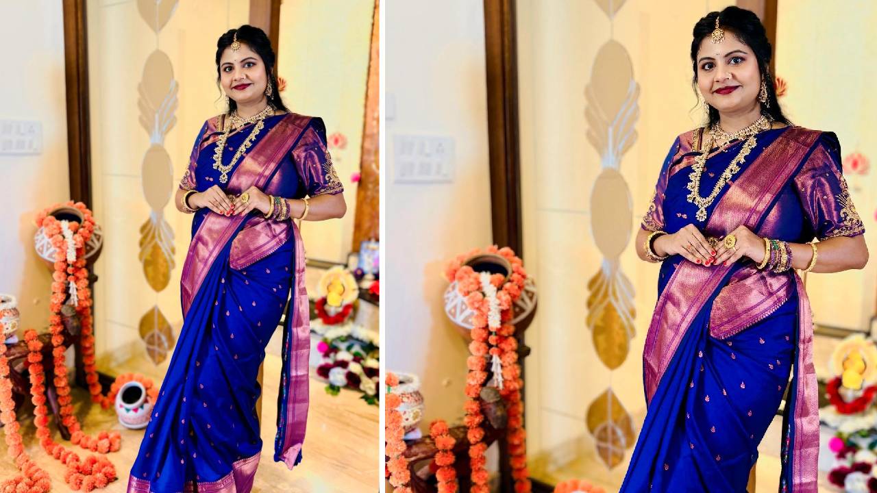 Navaratri Fashion 2025: ನವರಾತ್ರಿಯಲ್ಲಿ ನೀಲಿ ಬಣ್ಣದ ಜಾದೂ - Image 3