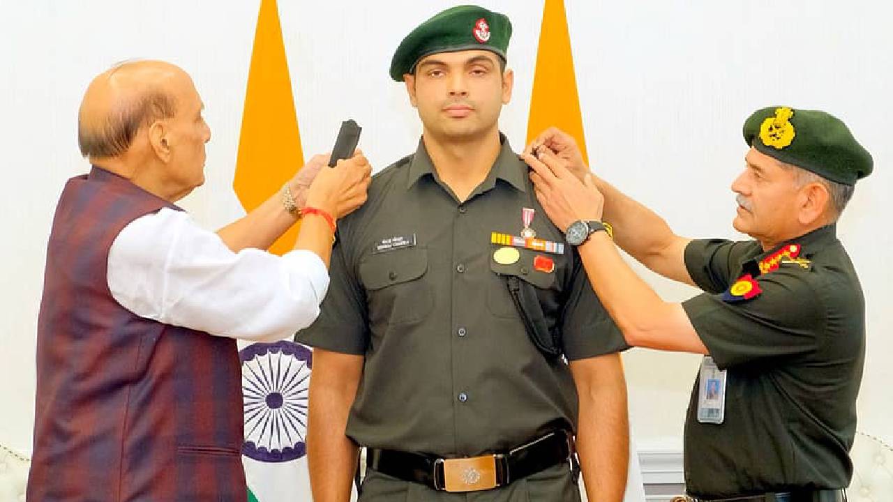 ನೀರಜ್ ಚೋಪ್ರಾಗೆ ಲೆಫ್ಟಿನೆಂಟ್ ಕರ್ನಲ್ ಹುದ್ದೆ ಪ್ರದಾನ