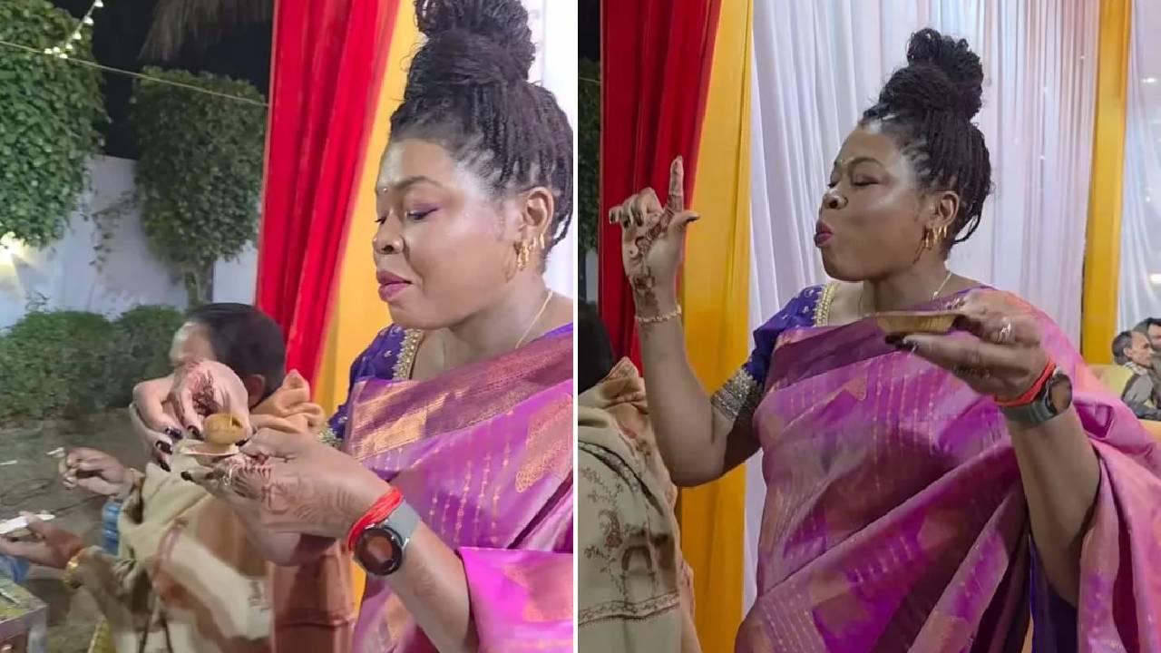 ಭಾರತೀಯ ವಿವಾಹ ಸಂಭ್ರಮದಲ್ಲಿ ಪಾನಿಪುರಿ ಸವಿದು ಖುಷಿಪಟ್ಟ ನೈಜೀರಿಯಾದ ಮಹಿಳೆ