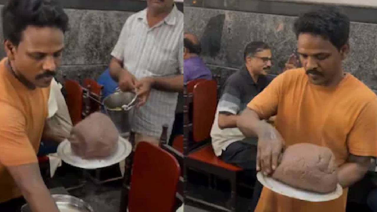 ಬರಿ ಕೈಯಲ್ಲಿ ರಾಗಿ ಮುದ್ದೆ ಬಡಿಸಿದ ರೆಸ್ಟೋರೆಂಟ್ ಸಿಬ್ಬಂದಿ