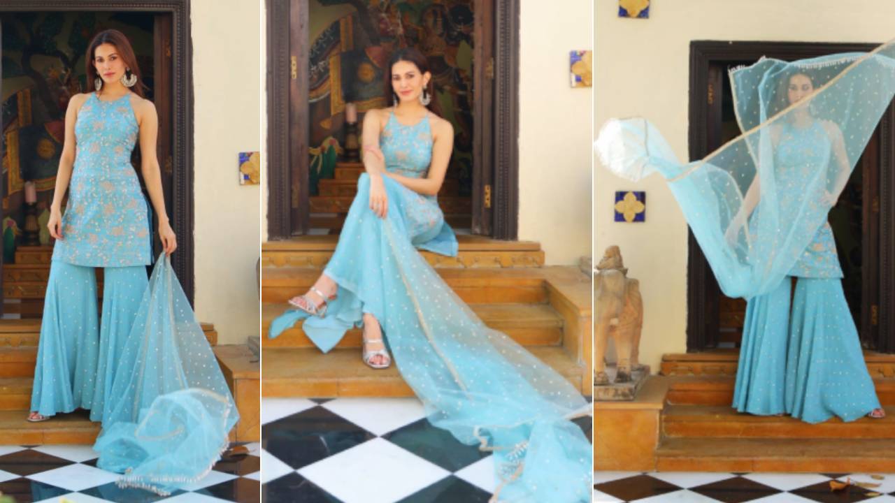 ಟ್ರೆಂಡಿಯಾದ ಅಮೈರಾ ಧರಿಸಿದ ಕೋ ಆರ್ಡ್ ಶರಾರ ಸೂಟ್‌