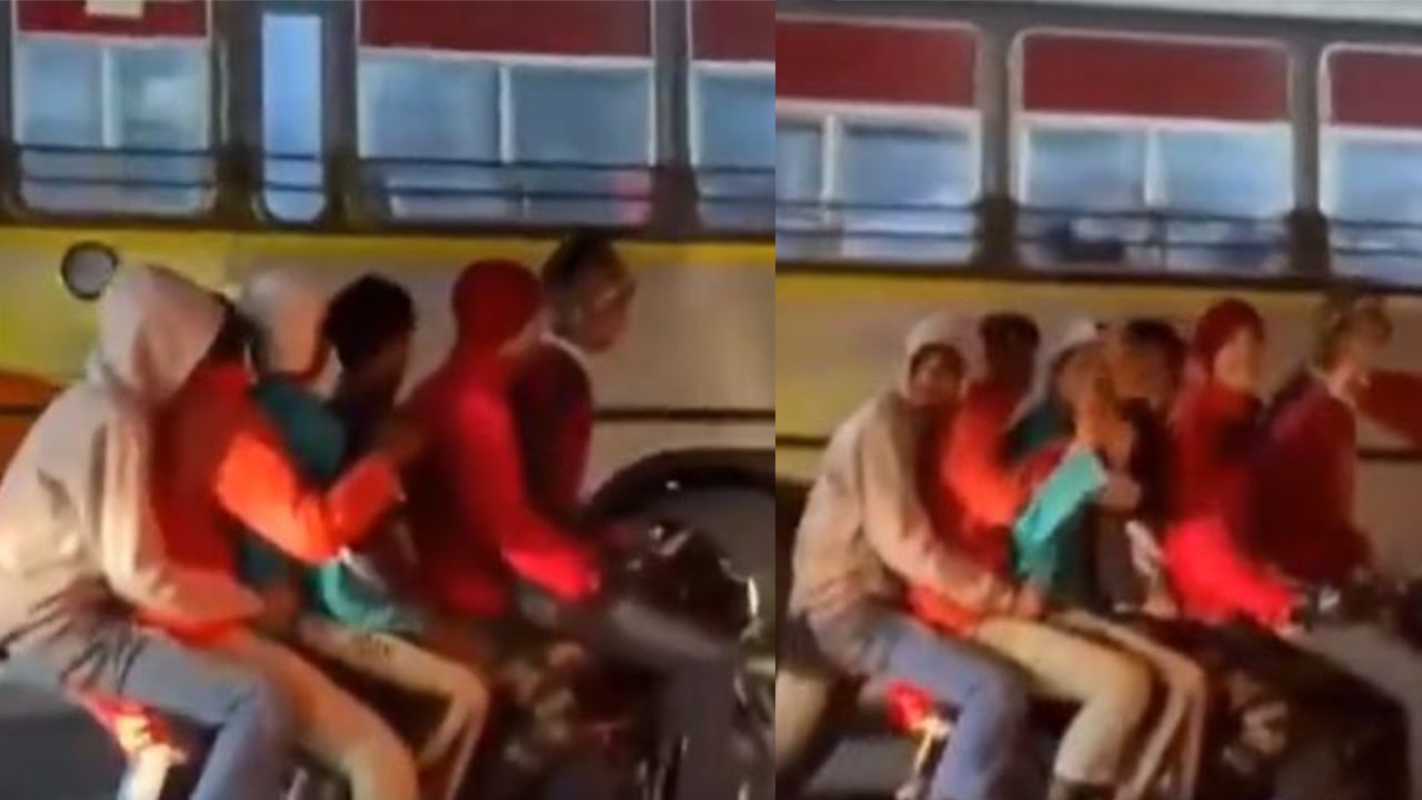 Viral Video: ಒಂದೇ ಬೈಕ್‍ನಲ್ಲಿ 6 ಮಂದಿಯ ಸವಾರಿ; ಕ್ಯಾಮರಾ ನೋಡಿ ಏನು ಮಾಡಿದ್ರು ಗೊತ್ತಾ?