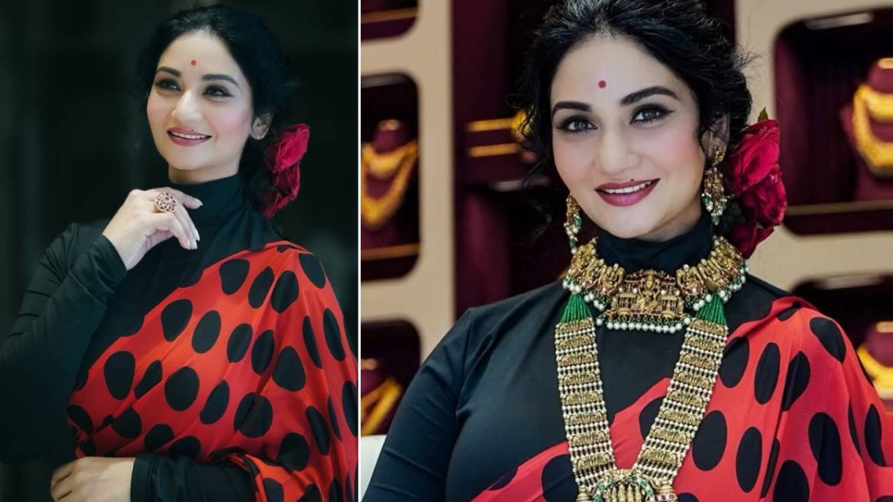 ರೆಟ್ರೊ ಸೀರೆಯಲ್ಲಿ ಮಿಂಚು ಹರಿಸಿದ ನಟಿ ರಜಿನಿ