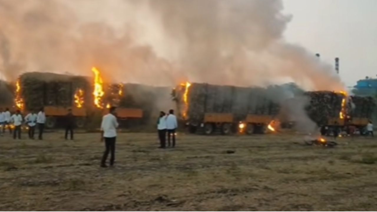 Sugarcane Farmers Protest: ಬಾಗಲಕೋಟೆಯ ಸೈದಾಪುರದಲ್ಲಿ ಕಬ್ಬು ತುಂಬಿದ್ದ 30 ಟ್ರ್ಯಾಕ್ಟರ್‌ಗಳಿಗೆ ಬೆಂಕಿ; ಲೋಡ್‌ಗಟ್ಟಲೆ ಕಬ್ಬು ಸುಟ್ಟು ಕರಕಲು!