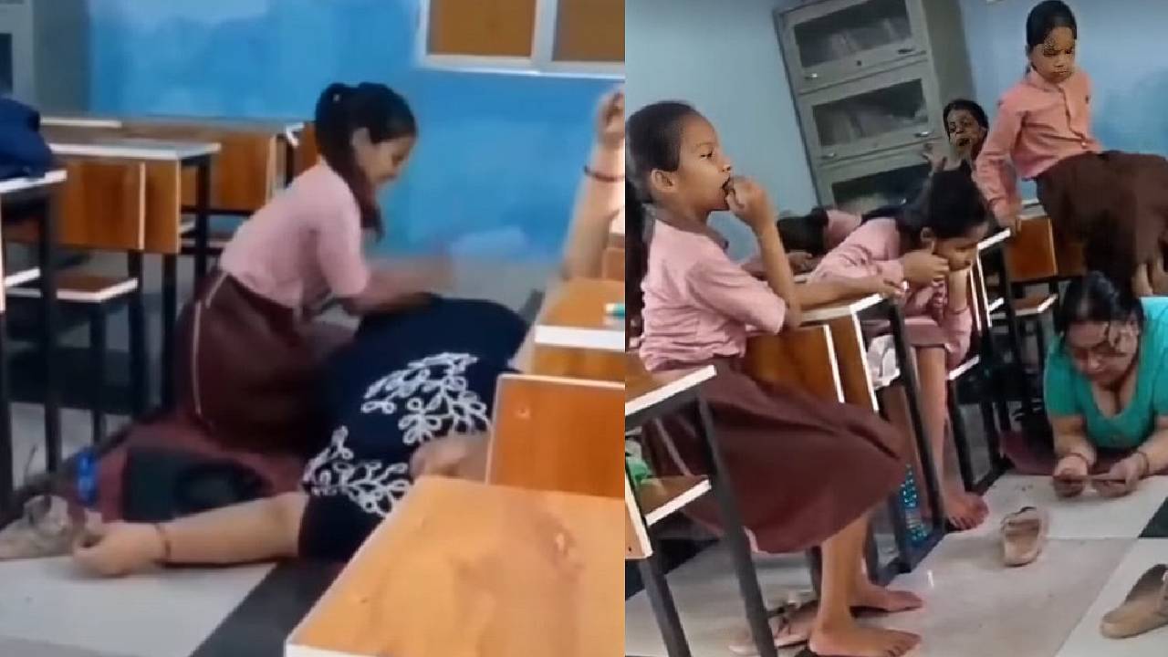 ವಿದ್ಯಾರ್ಥಿಗಳಿಂದ ಮಸಾಜ್ ಮಾಡಿಕೊಂಡ ಶಿಕ್ಷಕಿ: ವಿಡಿಯೊ ವೈರಲ್