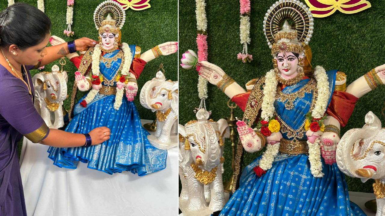 Varamahalaxmi Saree Draping 2025: ವರಮಹಾಲಕ್ಷ್ಮಿಗೆ ಆಕರ್ಷಕವಾಗಿ ಸೀರೆ ಉಡಿಸಿ ಅಲಂಕರಿಸಿ - Image 3