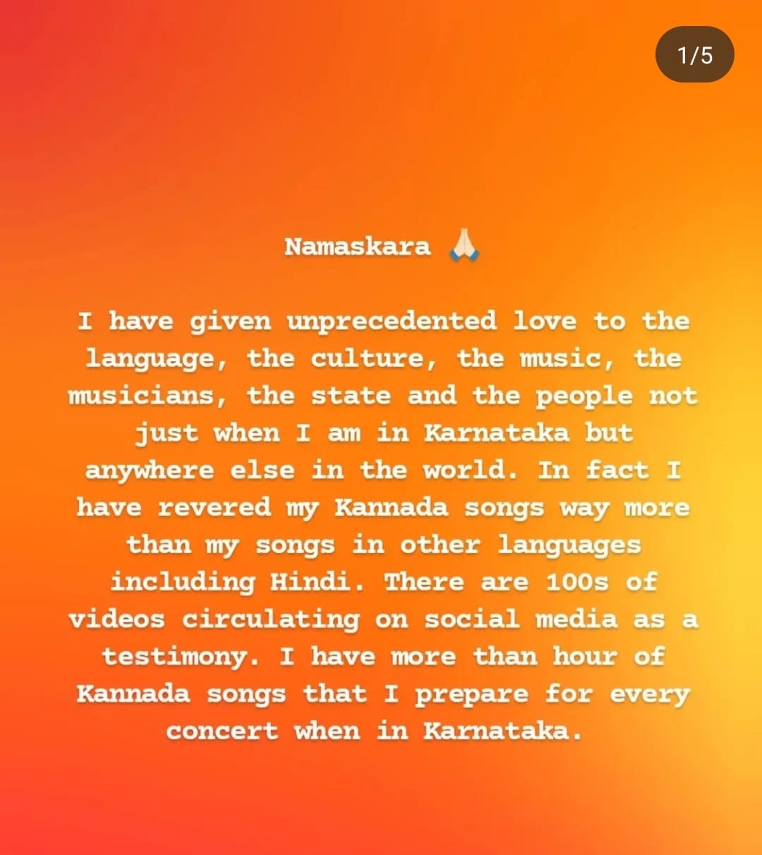 Sonu Nigam: ಸ್ಯಾಂಡಲ್ವುಡ್ನಿಂದ ಬ್ಯಾನ್ ಆದ ಬೆನ್ನಲ್ಲೇ ಇನ್ಸ್ಟಾಗ್ರಾಂನಲ್ಲಿ ಸೋನು ನಿಗಮ್ ಪೋಸ್ಟ್ ; ಹೇಳಿದ್ದೇನು? - Image 2