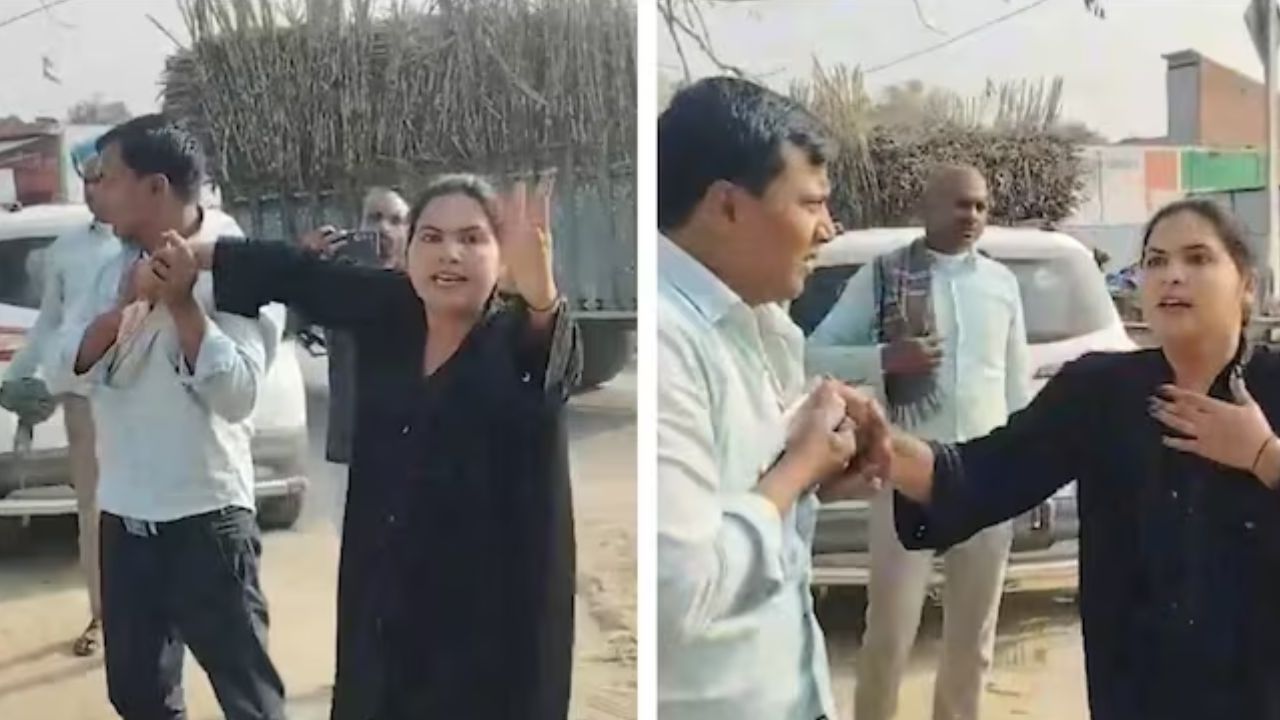 ಸಾರ್ವಜನಿಕವಾಗಿ ಪತಿಯ ಮೇಲೆ ಹಲ್ಲೆ ನಡೆಸಿದ ಮಹಿಳೆ