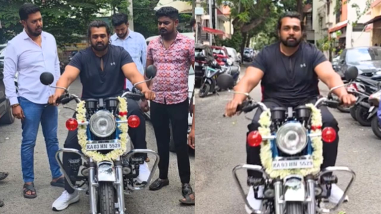 Dhruva Sarja: ಗ್ಯಾರೇಜ್‌ನಲ್ಲಿ ನಿಂತಿದ್ದ ಅಣ್ಣನ ಫೇವರಿಟ್ ಗಾಡಿ ಓಡಿಸಿ ಖುಷಿಪಟ್ಟ ಧ್ರುವ ಸರ್ಜಾ