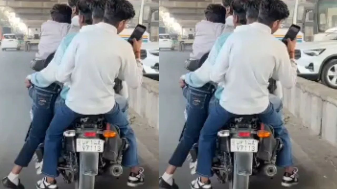 ಒಂದೇ ಬೈಕ್‍ನಲ್ಲಿ ಐವರು ಸವಾರಿ; ವಿಡಿಯೊ ವೈರಲ್